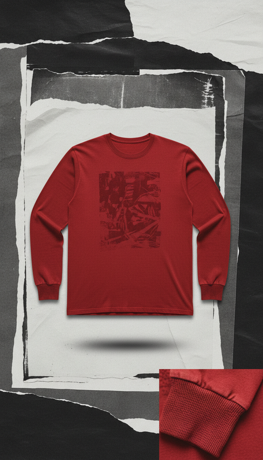 Blood Red Screenprint Long Sleeve Tee