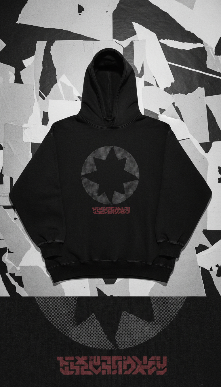 Oversized Abyss Black Logo Hoodie